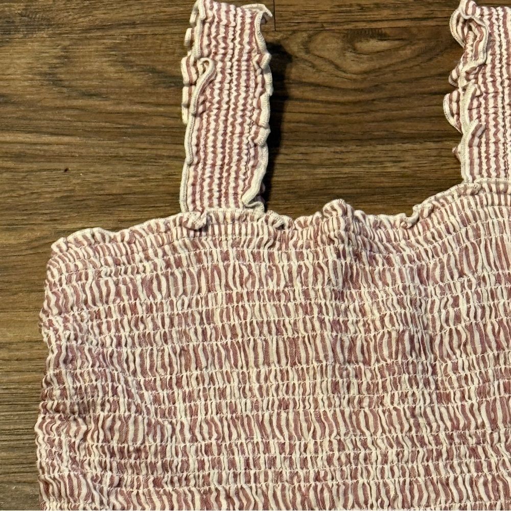 True Craft Striped Babydoll Elastic Top Rose Pink And White Size 1X - Picture 2 of 10